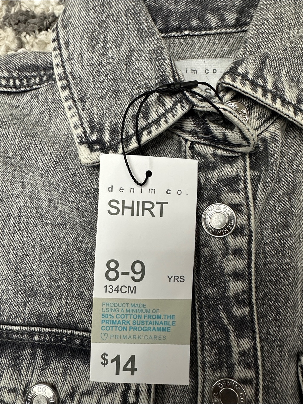 Primark Grey Washed Denim Shirt Jacket - Picture 4 of 9